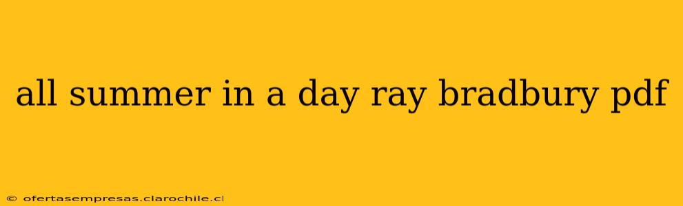 all summer in a day ray bradbury pdf
