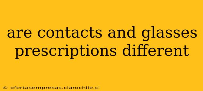 are contacts and glasses prescriptions different
