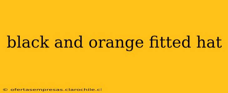 black and orange fitted hat
