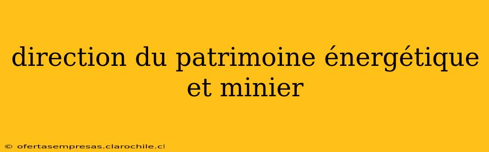 direction du patrimoine énergétique et minier