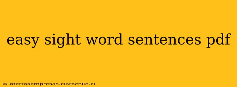 easy sight word sentences pdf