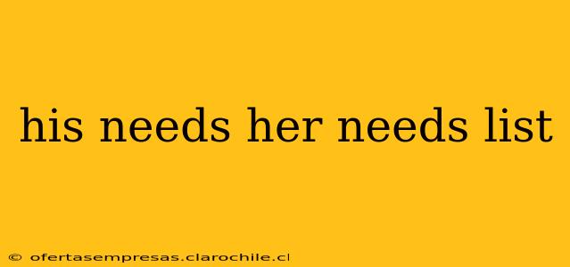 his needs her needs list