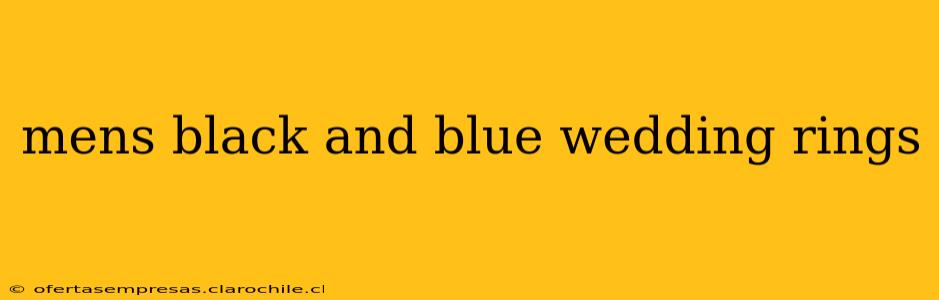mens black and blue wedding rings