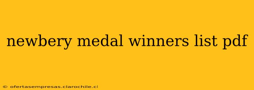 newbery medal winners list pdf