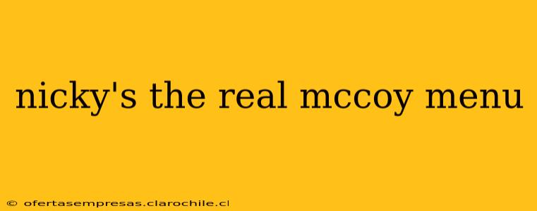 nicky's the real mccoy menu