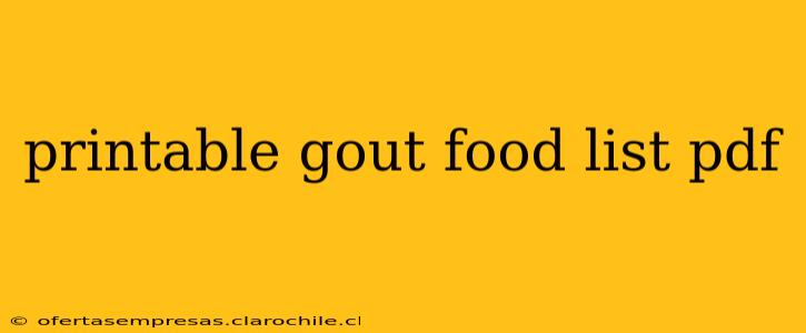 printable gout food list pdf