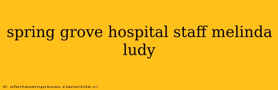 spring grove hospital staff melinda ludy