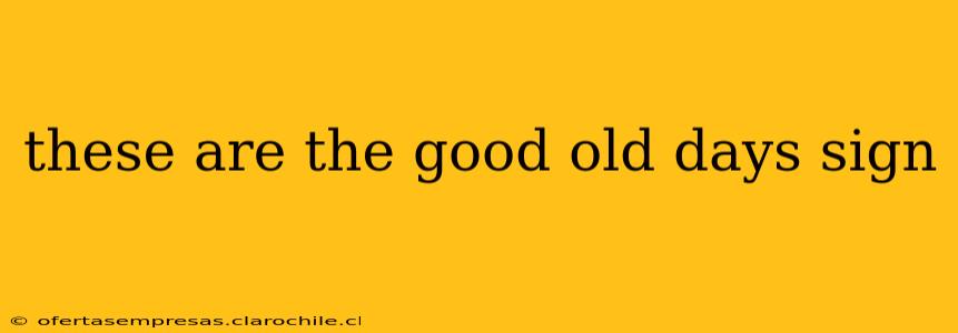 these are the good old days sign