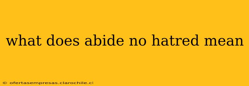 what does abide no hatred mean